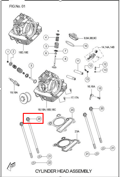Tornillo de culata sport TVS 100 original