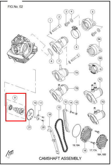 Arbol de levas sport TVS 100 original