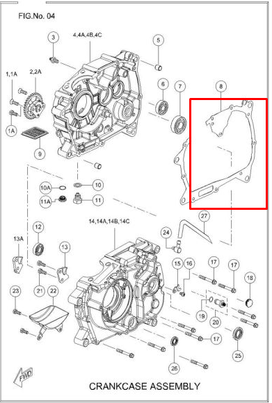 Empaque centro motor sport TVS 100 original