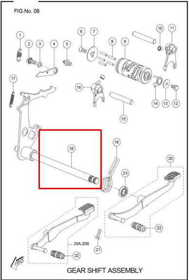 Eje de cambios sport TVS 100 original