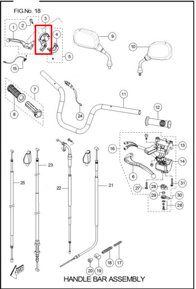 Soporte de manigueta sport TVS 100 original (derecho)