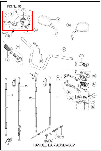 Comando derecho sport TVS 100 original