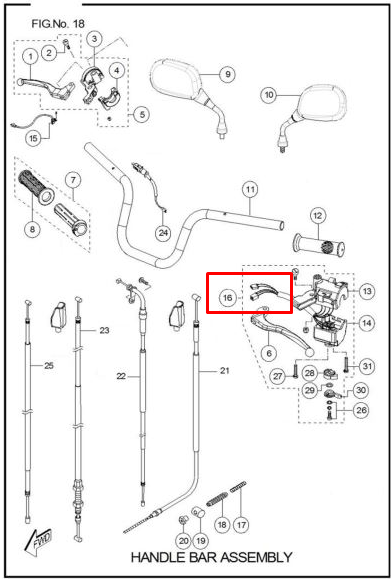 Comando izquierdo sport TVS 100 original