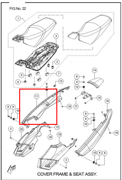 Cubierta Derecha De Sillin Sport Tvs 100 Original