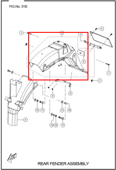 Cubierta trasera sport TVS 100 original