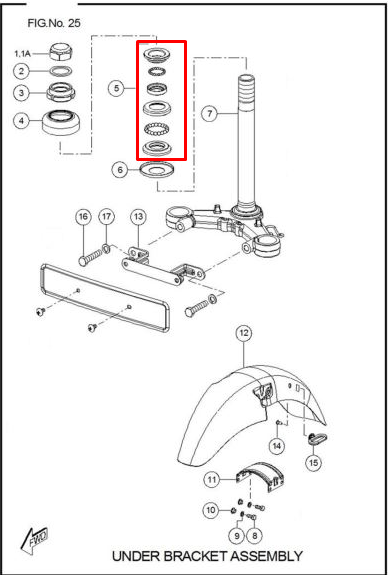 Kit cunas de direccion Rtr generico 160 chino generico TVS APACHE RTR 160