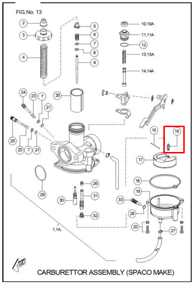 Aguja flotador sport TVS 100 original