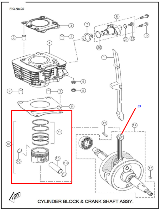 Kit piston rtr TVS 180 original (0.25)