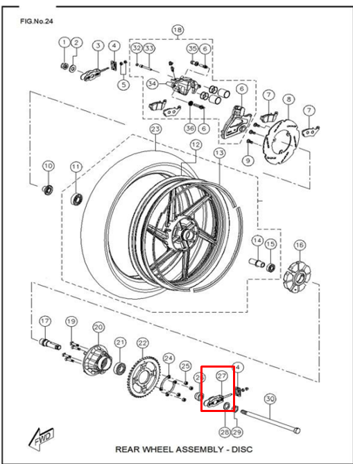 Tensor izquierdo de cadena rtr TVS 180 original