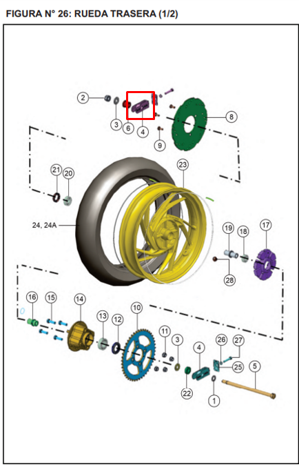 Tensor de cadena rtr TVS 200 original