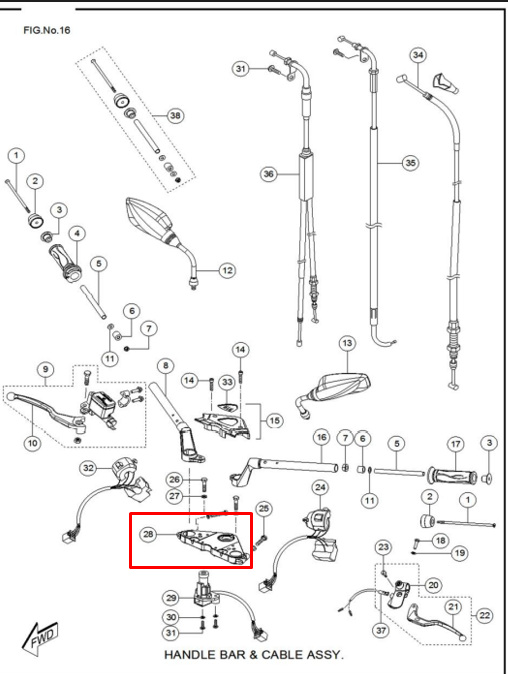 Cabeza de espiga rtr 160 - rtr TVS 180 original