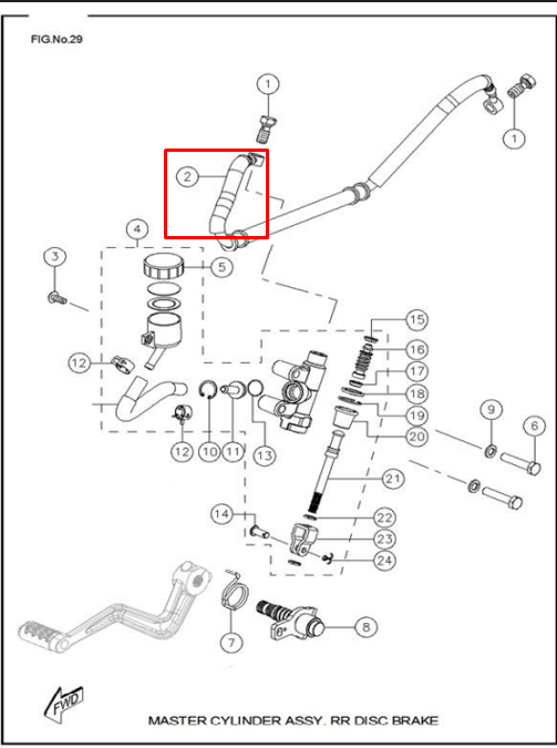 Manguera de freno trasero rtr TVS 180 original