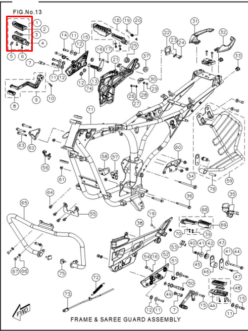 Reposapie rtr 160/tvs 180 original (delantero derecho)