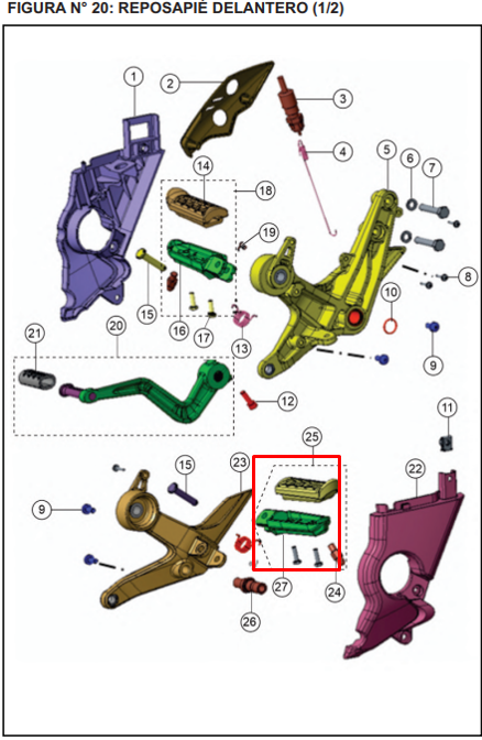 Reposapie rtr 160/tvs 180 original (delantero izquierdo)