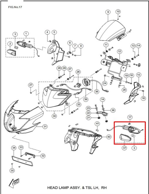Direccional rtr 160/tvs 180 original (delantera izquierda)