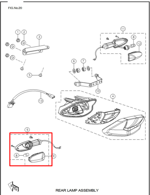 Direccional rtr 160/tvs 180 original (trasera izquierda)