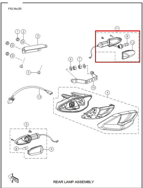 Direccional rtr 160/tvs 180 original (trasera derecha)