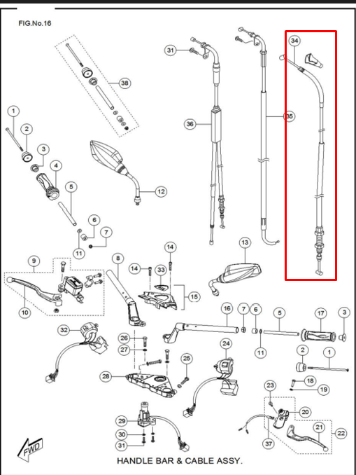 Cable de clutch rtr 160/tvs 180 original