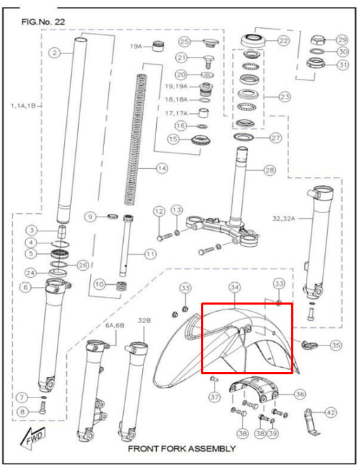Guardabarros delantero rtr 160/tvs 180 original