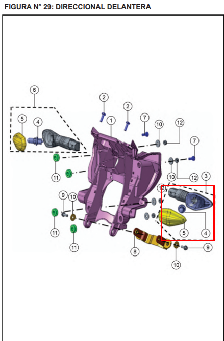 Direccional rtr TVS 200 original (delantera izquierda)