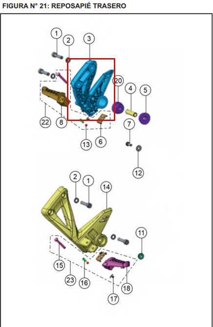 Soporte posapie trasero derecho rtr TVS 200 original