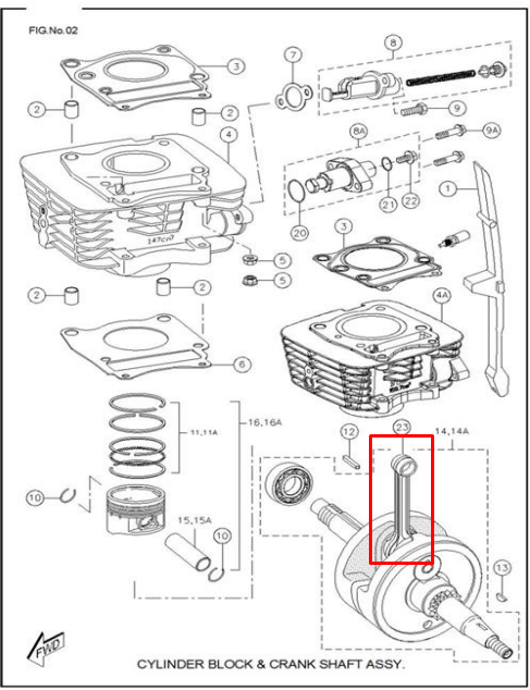 Kit de biela rtr TVS 160 original