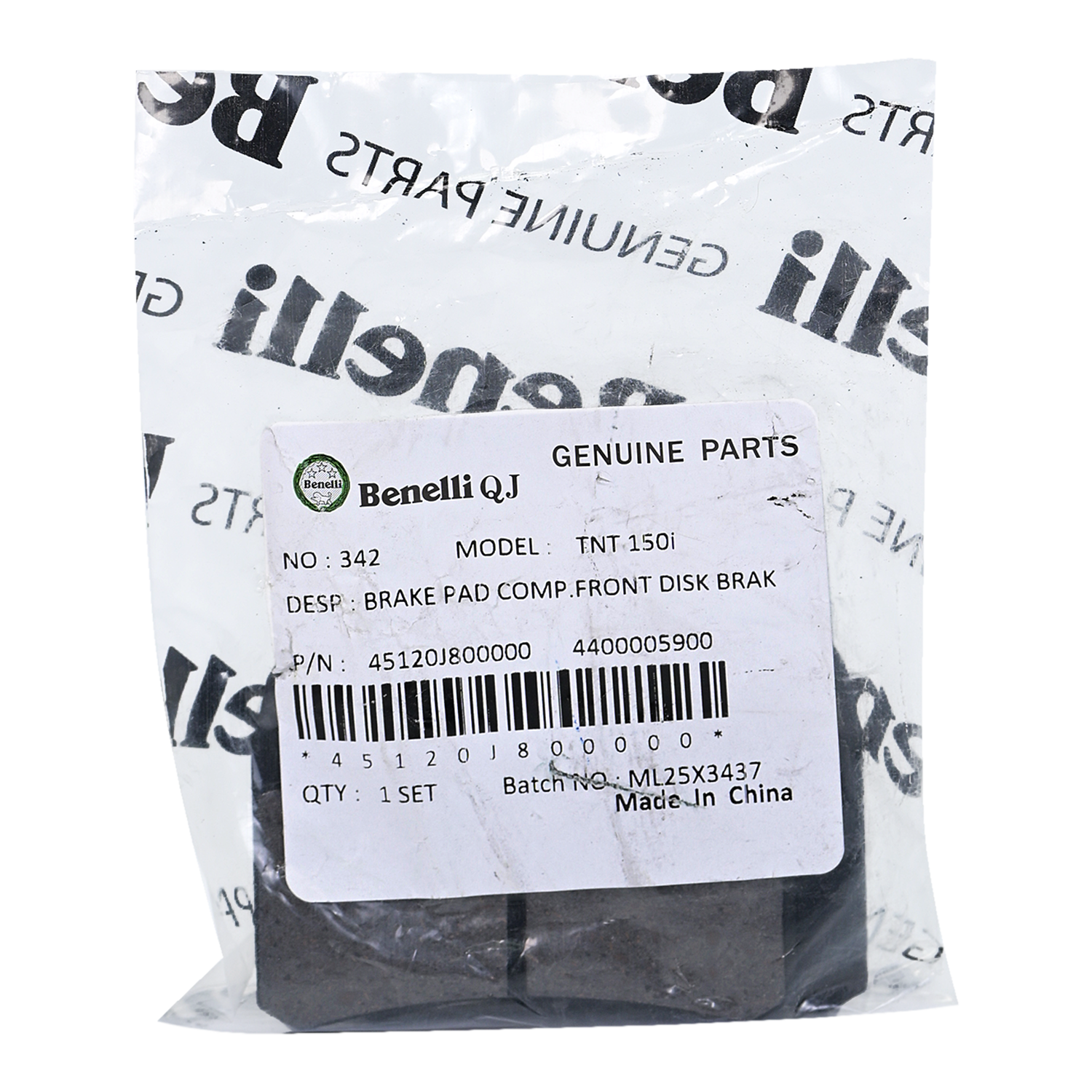 Pastillas de freno delanteras tnt 25n - tnt 150i BENELLI original