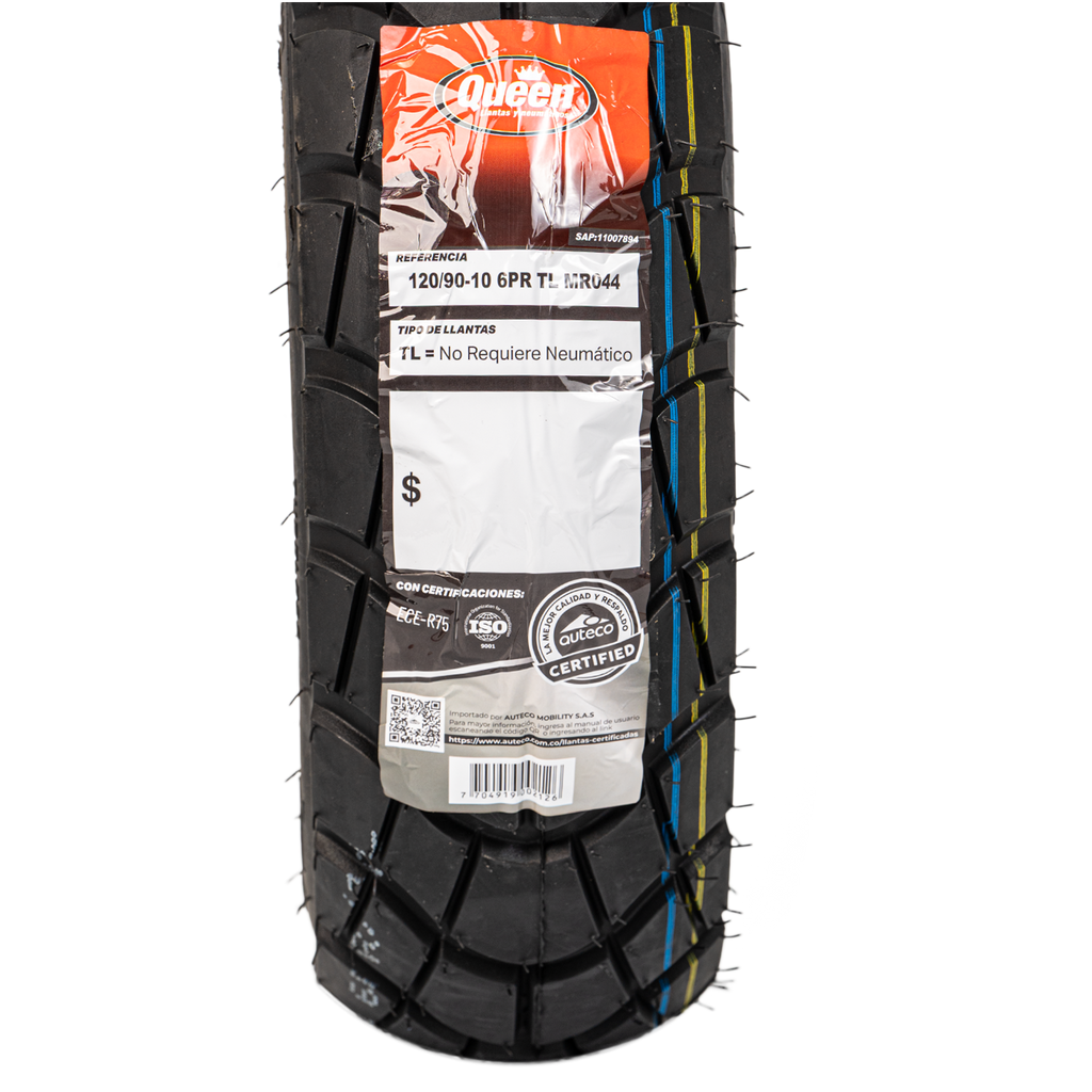 Llanta QUEEN tire 120 90-mr 10delantera 044 sellomatic