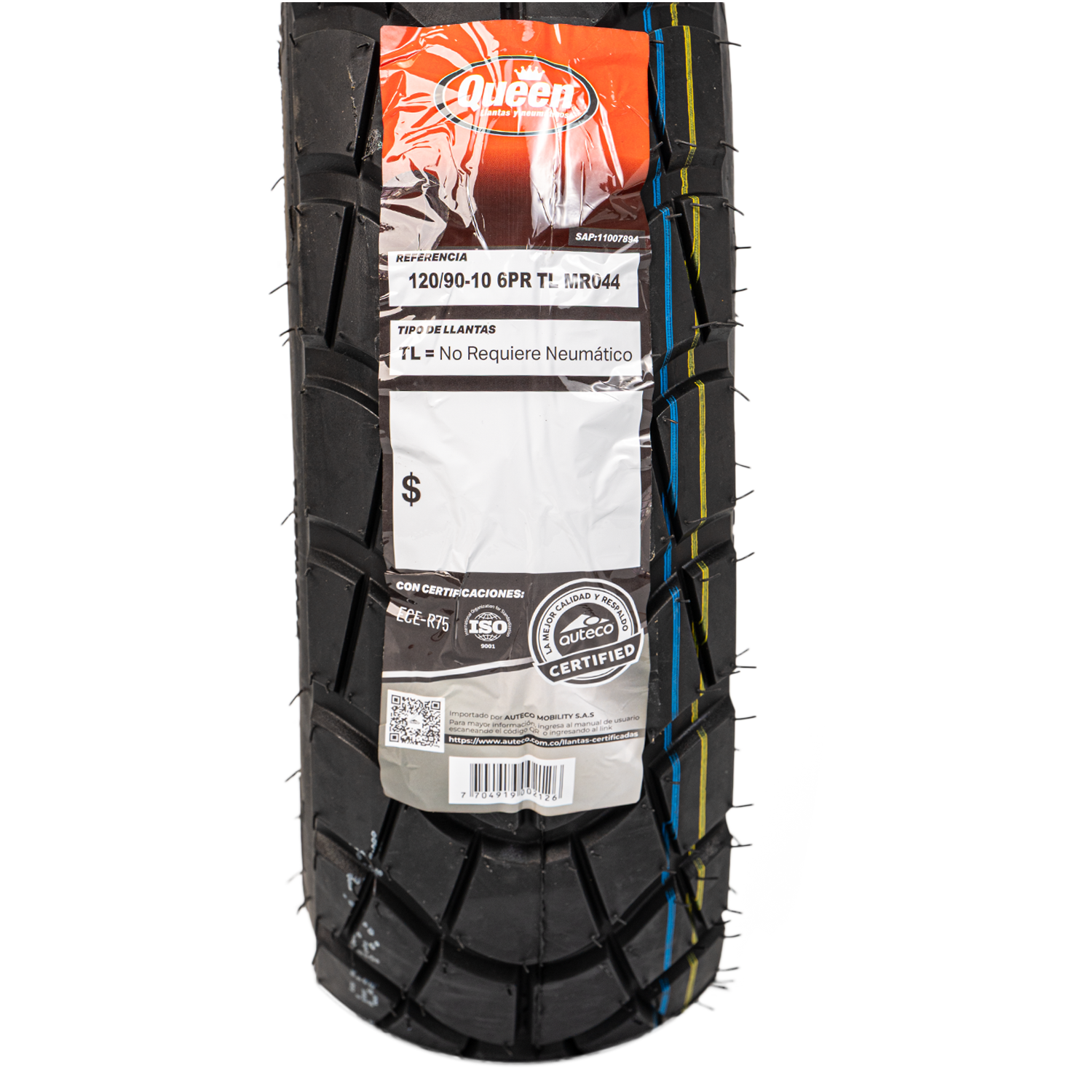 Llanta QUEEN tire 120 90-mr 10delantera 044 sellomatic