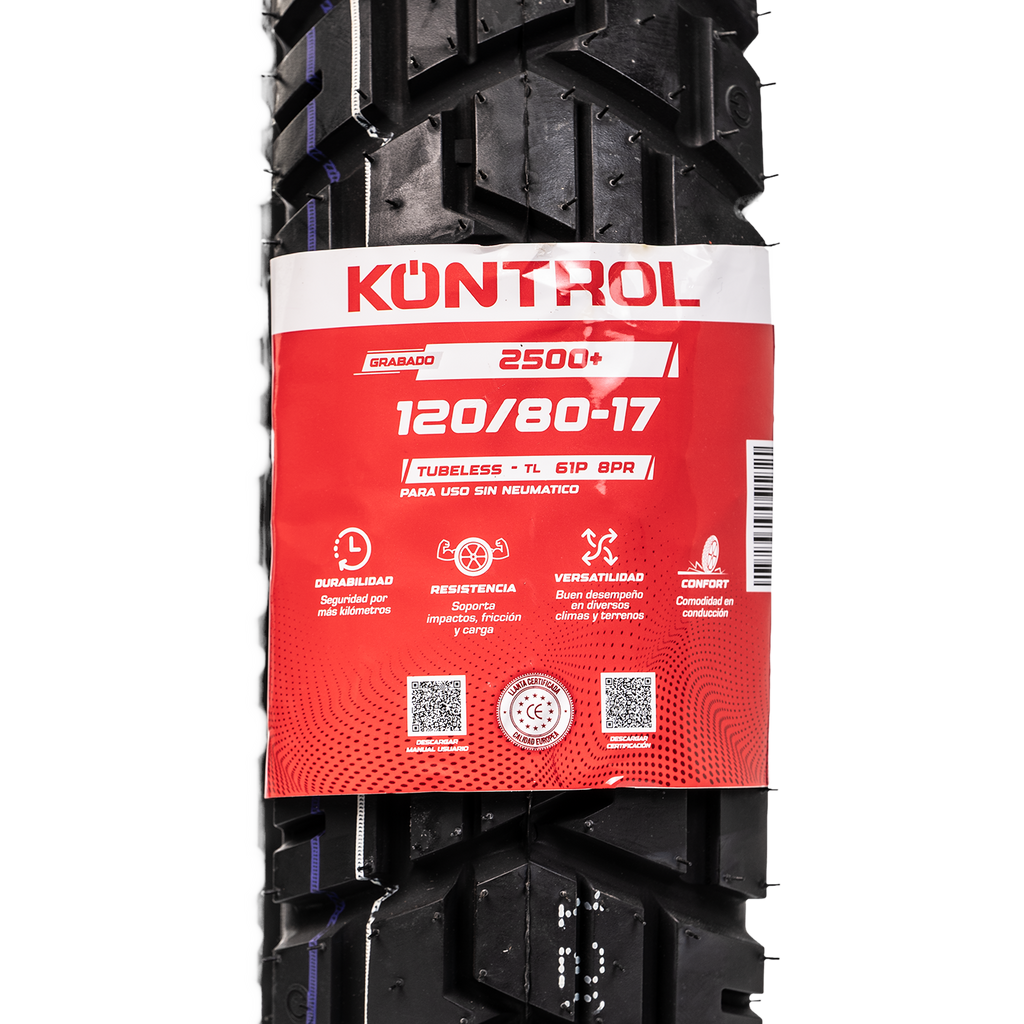 Llanta KONTROL 120 80-knt 172500+ trasera sellomatic