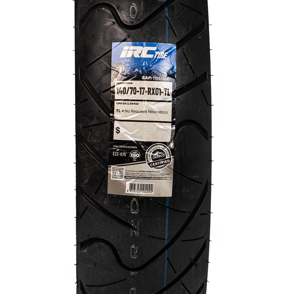 Llanta IRC 140 70-rx 17trasera 01 sellomatic