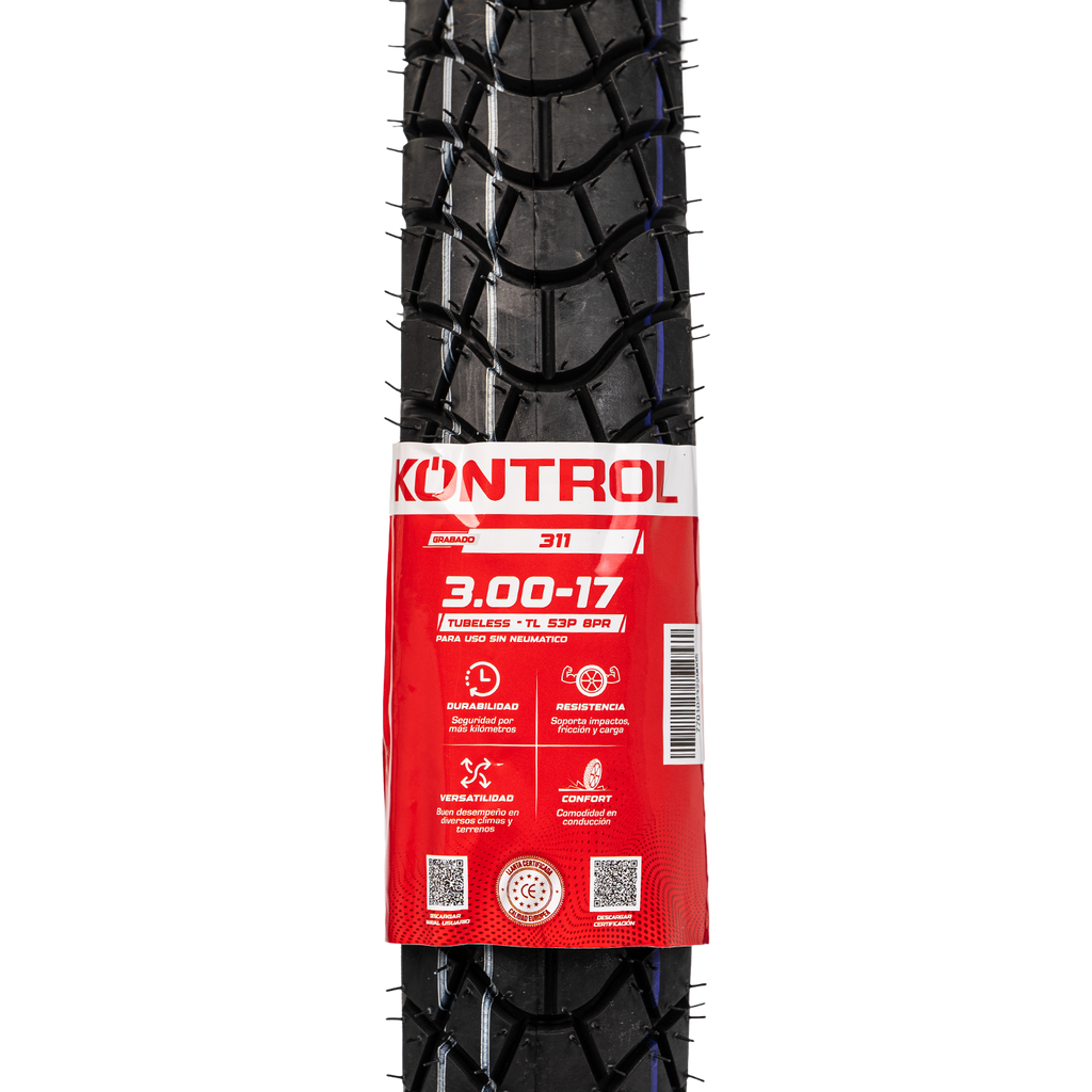 Llanta KONTROL 3.00-knt 17trasera 311 sellomatic