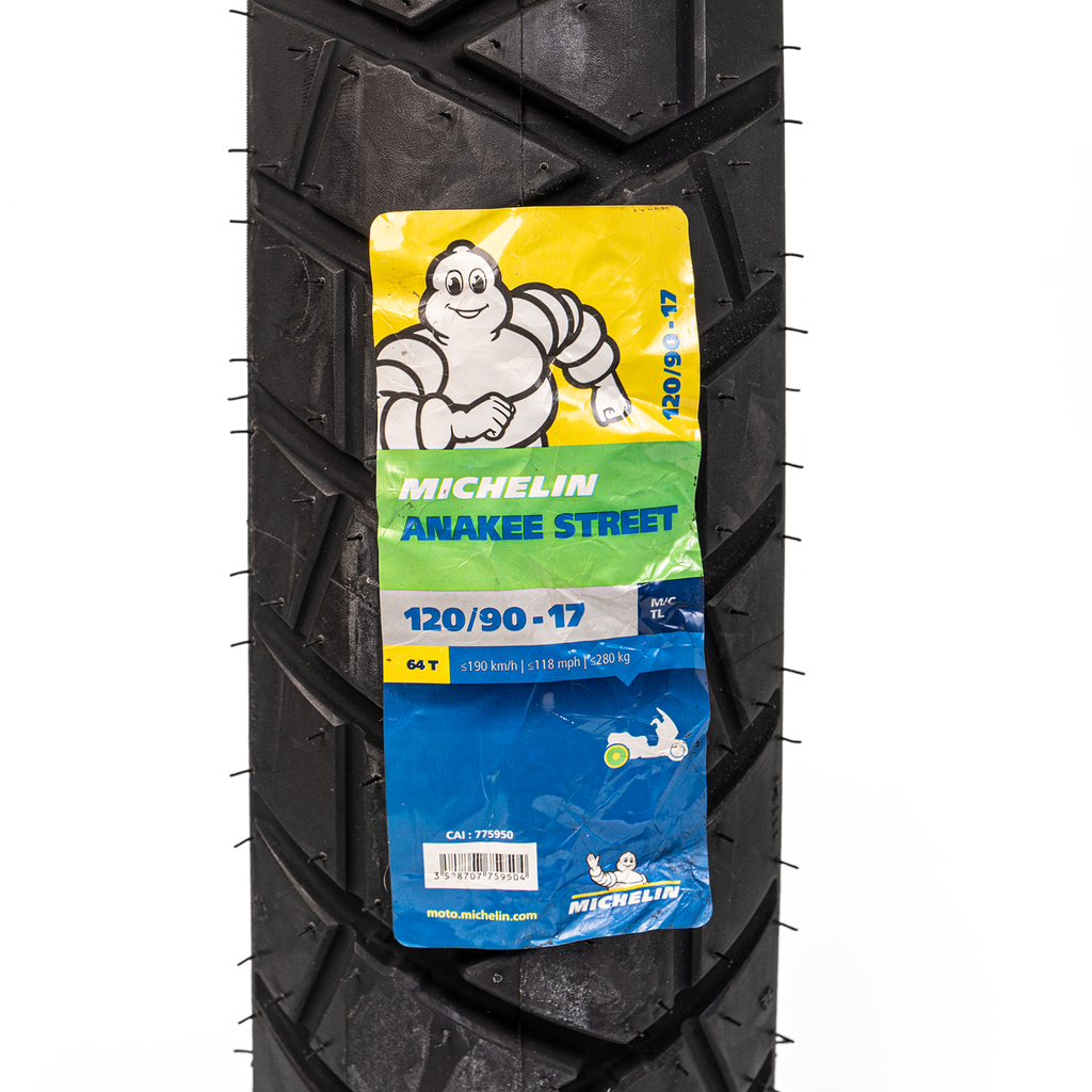 Llanta MICHELIN 120 90-anakee 17 street trasera sellomatic