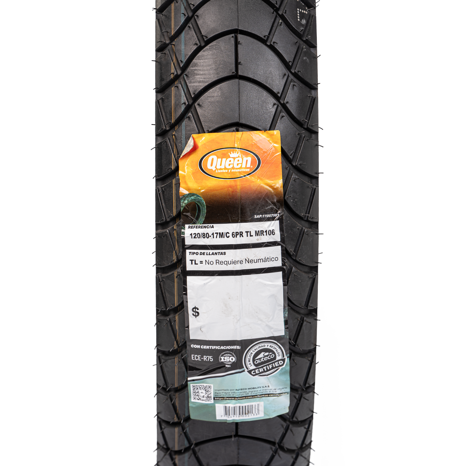 Llanta QUEEN tire 120 80-mr 17trasera 106 sellomatic