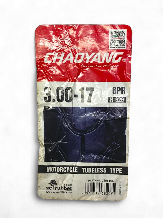 Llanta CHAOYANG 3.00-18 htrasera 626 sellomatic