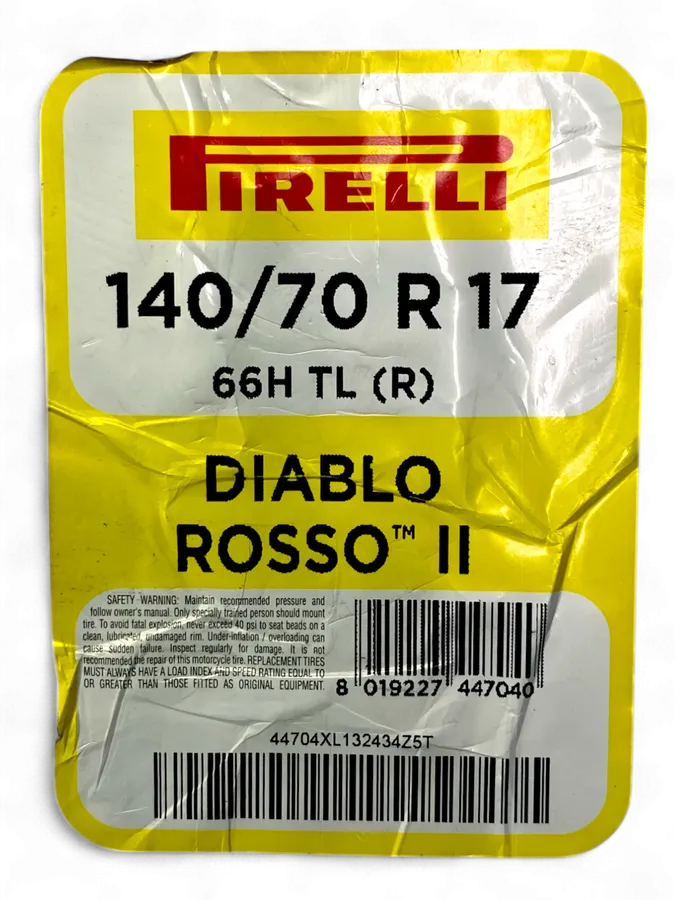 Llanta PIRELLI 140 70r-diablo 17 rosso trasera 2