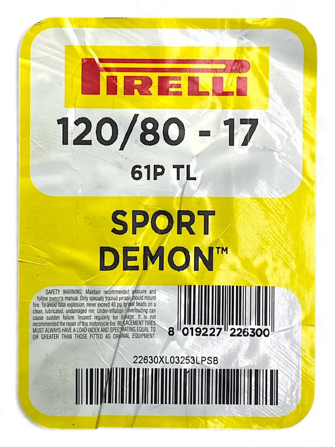 Llanta PIRELLI 120 80-sport 17 demon trasera