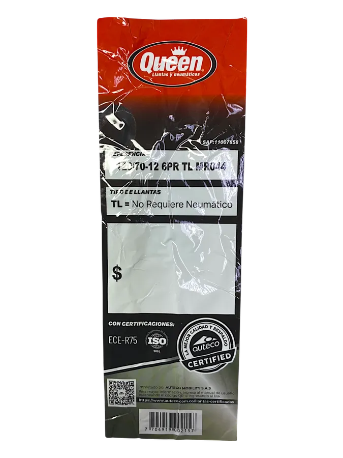 Llanta QUEEN tire 120 70-mr 12trasera 044 sellomatic