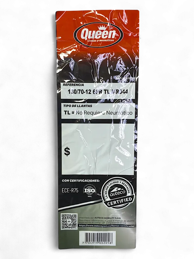 Llanta QUEEN tire 130 70-mr 12trasera 044 sellomatic
