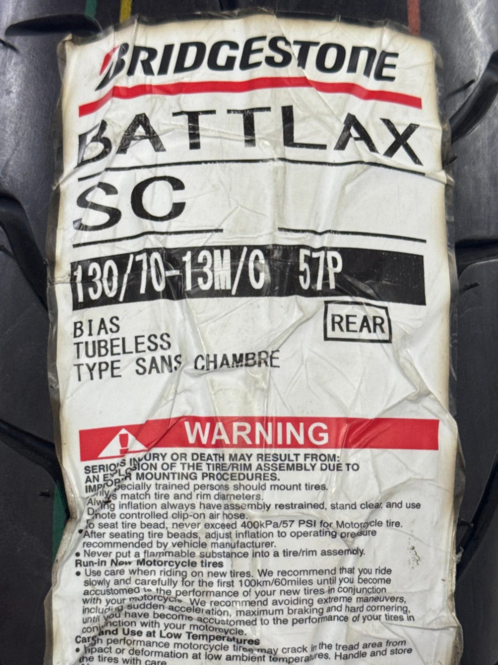 Llanta BRIDGESTONE 130 70-battlax 13 sc trasera sellomatic