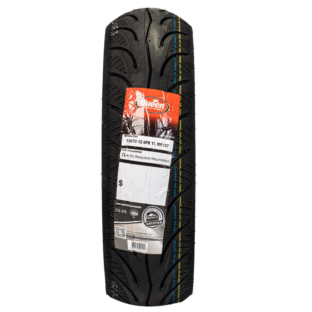Llanta QUEEN tire 130 70-mr 12trasera 107 sellomatic