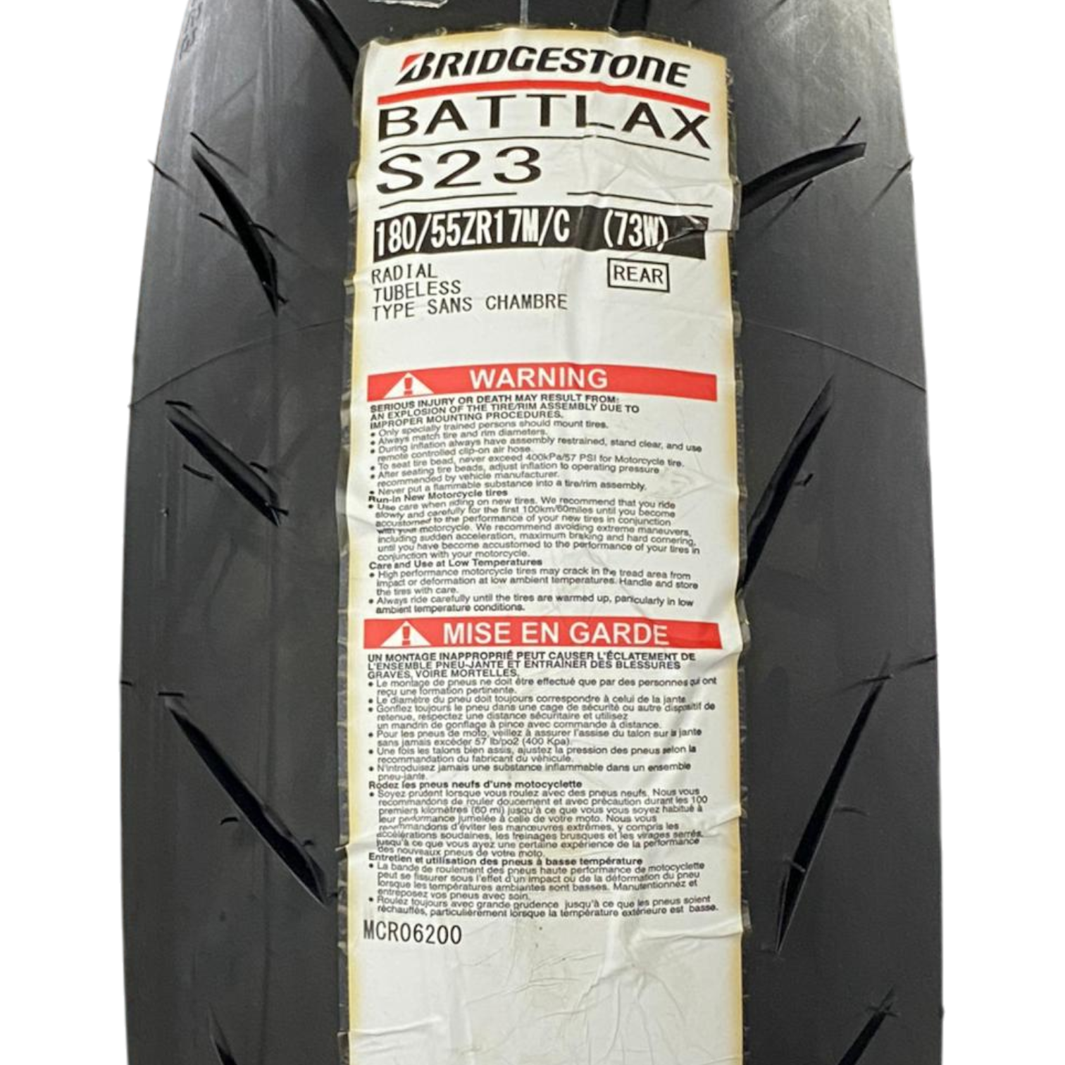 Llanta BRIDGESTONE 180 55zr-battlax 17 strasera 23