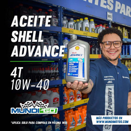 Aceite de motor SHELL advance 10wsintetico 40 ultra tiempos 4