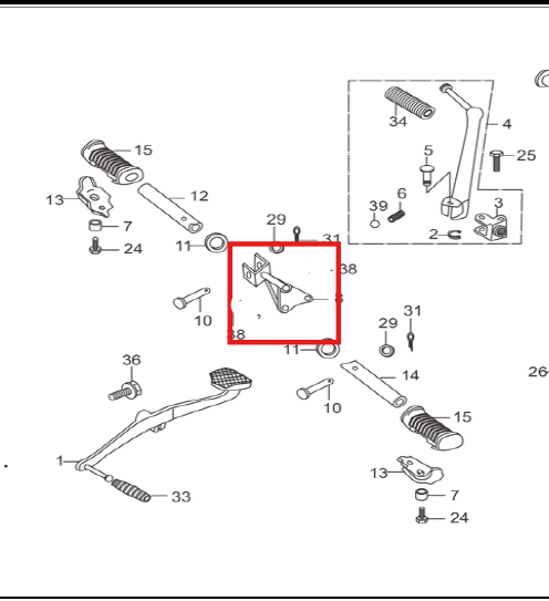 Soporte de posapié delantero derecho eco deluxe 100 HERO original