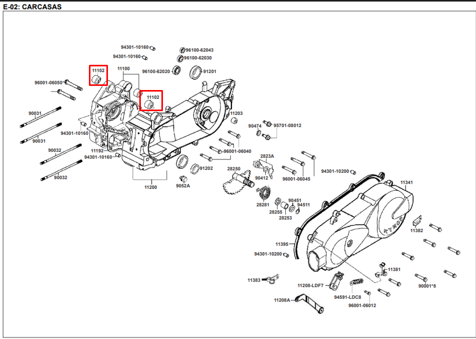 Buje de motor (10x28x20x22) top boy KYMCO 100 original
