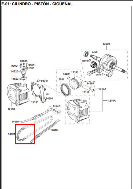 Cadenilla de distribución (scr 2x3 94l) agility KYMCO 125 original