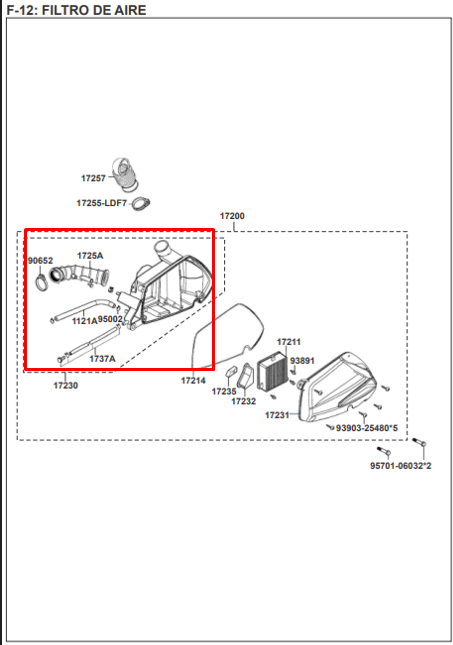 Caja de filtro de aire agility KYMCO 125 original