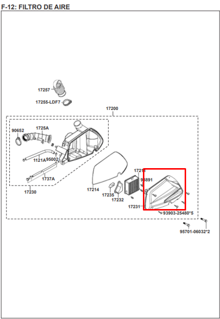 Tapa caja filtro de aire agility KYMCO 125 original