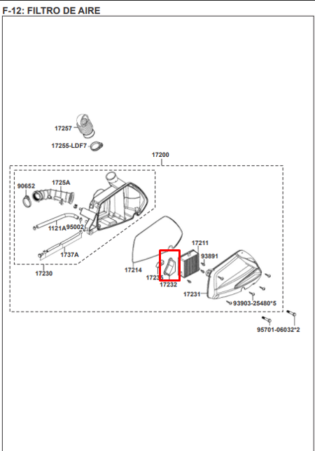Cubierta para tapa filtro de aire agility KYMCO 125 original