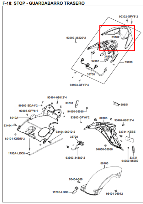 Tapa stop agility rs 125 - agility naked 125 KYMCO original